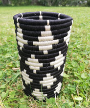 Load image into Gallery viewer, Black & White African Handwoven Flower Vase Caddy Kitchen Utensil Office Decor