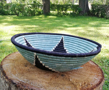 Load image into Gallery viewer, Blue & Black African Handwoven Rwanda Basket