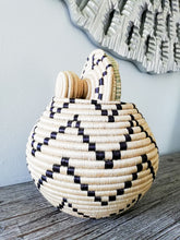 Load image into Gallery viewer, Lidded Beige and Black Basket