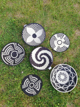 Load image into Gallery viewer, Black & White African Handwoven Basket Hanging Wall Basket Boho Wall Art Fruit Bowls