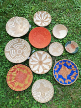 Load image into Gallery viewer, Royal Blue & Brown African Rwanda Wall Hanging Handwoven Basket