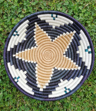 Load image into Gallery viewer, Star Black Brown & White African Handwoven Rwanda Basket Hanging Wall Basket