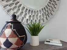 Load image into Gallery viewer, Lidded Brown, Beige & Black African Interior Design Authentic Handwoven Basket