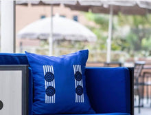 Load image into Gallery viewer, Blue, Navy Blue & white Boho Decorative Throw Pillow Cover - Modern Collection