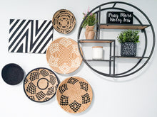 Load image into Gallery viewer, Set of 3 White & Beige Rwanda Basket/ Storage Basket/ Handwoven Basket/ Hanging Wall Basket/ Boho Wall Art/ Fruit Bowls
