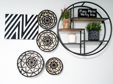 Load image into Gallery viewer, Set of 4 Black & White Star Rwanda Basket Hanging Wall basket Woven African Basket