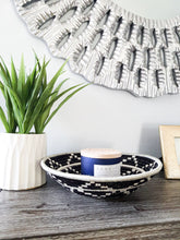 Load image into Gallery viewer, Set of 2 Black & White Hibiscus Woven Basket Hanging Wall Basket
