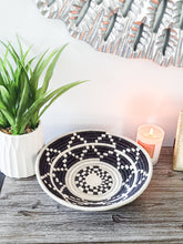 Load image into Gallery viewer, Set of 2 Black & White Hibiscus Woven Basket Hanging Wall Basket