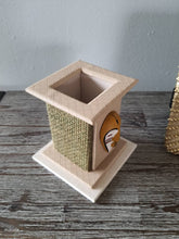 Load image into Gallery viewer, African Pencil Holder African Office Accessory Mustard & White African masks