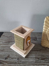 Load image into Gallery viewer, African Pencil Holder African Office Accessory Mustard & White African masks