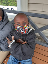 Load image into Gallery viewer, LuLu (kids) African Reversible & Reusable Face Mask (Orange Yellow Black)