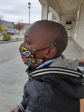 Load image into Gallery viewer, LuLu (kids) African Reversible & Reusable Face Mask (Orange Yellow Black)