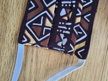Load image into Gallery viewer, Sopie Pleated African Print Reversible & Reusable Face Mask (Brown Yellow White)