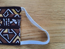 Load image into Gallery viewer, Sopie Pleated African Print Reversible & Reusable Face Mask (Brown Yellow White)