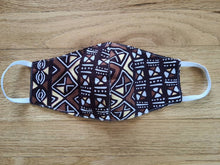 Load image into Gallery viewer, Sopie Muzzle African Print Reversible & Reusable Face Mask (Brown Yellow White)