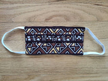 Load image into Gallery viewer, Sopie Pleated African Print Reversible & Reusable Face Mask (Brown Yellow White)