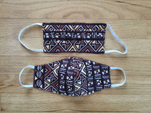 Load image into Gallery viewer, Sopie Pleated African Print Reversible & Reusable Face Mask (Brown Yellow White)