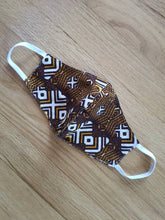 Load image into Gallery viewer, Aya Muzzle African Print Reversible & Reusable Face Mask (Brown Mustard White)
