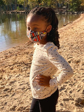 Load image into Gallery viewer, LuLu (kids) African Reversible & Reusable Face Mask (Orange Yellow Black)