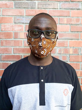 Load image into Gallery viewer, Aya Muzzle African Print Reversible & Reusable Face Mask (Brown Mustard White)