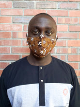 Load image into Gallery viewer, Aya Muzzle African Print Reversible & Reusable Face Mask (Brown Mustard White)