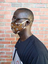 Load image into Gallery viewer, Aya Muzzle African Print Reversible & Reusable Face Mask (Brown Mustard White)