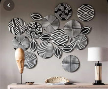 Load image into Gallery viewer, Black & White Imigongo African Rwanda Painting Handcraft Traditional Art Work