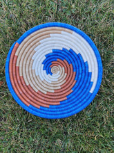 Load image into Gallery viewer, A Mixed of Blue & Beige African Handwoven Rwanda Basket Hanging Wall Basket