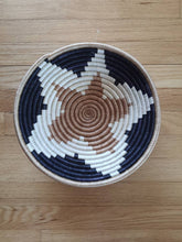 Load image into Gallery viewer, Black, Beige & Brown African Handwoven Rwanda Basket Hanging Wall Basket
