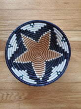 Load image into Gallery viewer, Star Black Brown & White African Handwoven Rwanda Basket Hanging Wall Basket