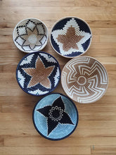 Load image into Gallery viewer, Star Black Brown & White African Handwoven Rwanda Basket Hanging Wall Basket