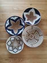 Load image into Gallery viewer, Star Black Brown & White African Handwoven Rwanda Basket Hanging Wall Basket