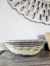 Load image into Gallery viewer, White, Gray and Light Green African Basket Woven Basket