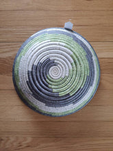 Load image into Gallery viewer, White, Gray and Light Green African Basket Woven Basket