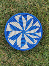 Load image into Gallery viewer, A Mixed of Blue & Beige African Handwoven Rwanda Basket Hanging Wall Basket