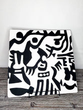 Load image into Gallery viewer, Black & White Imigongo Rwanda Painting African Handcraft Wall Decor Unique African Pattern