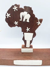 Load image into Gallery viewer, Handmade African Hand Carved Pen Holder With Africa Map & Safari Elephant