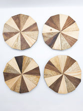 Load image into Gallery viewer, Wood Coasters Set of 4- Non Slip absorbent Coasters Rustic Home Decor