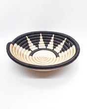 Load image into Gallery viewer, White, Beige and Black Rwanda Basket/ Hanging wall basket/ Boho wall art/ Fruit bowl