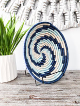 Load image into Gallery viewer, Blue African Handwoven Rwanda Basket Hanging Wall Basket