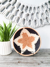 Load image into Gallery viewer, Black, Beige & Brown African Handwoven Rwanda Basket Hanging Wall Basket