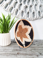 Load image into Gallery viewer, Black, Beige & Brown African Handwoven Rwanda Basket Hanging Wall Basket