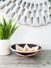 Load image into Gallery viewer, Black, Beige & Brown African Handwoven Rwanda Basket Hanging Wall Basket