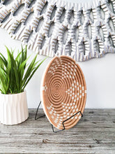 Load image into Gallery viewer, Set of 3 White & Beige Rwanda Basket/ Storage Basket/ Handwoven Basket/ Hanging Wall Basket/ Boho Wall Art/ Fruit Bowls