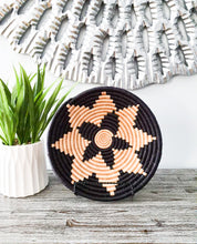 Load image into Gallery viewer, Set of 4 Black, beige & White African Handwoven Rwanda Basket Hanging Wall Basket
