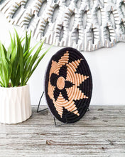 Load image into Gallery viewer, Set of 4 Black, beige & White African Handwoven Rwanda Basket Hanging Wall Basket