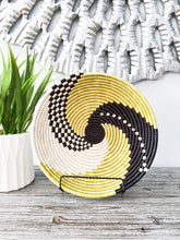 Load image into Gallery viewer, Light Green, White & Black African Handwoven Hanging Wall Basket
