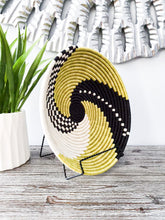 Load image into Gallery viewer, Light Green, White & Black African Handwoven Hanging Wall Basket