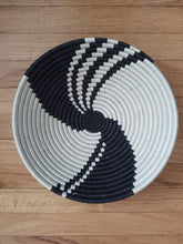 Load image into Gallery viewer, White and Black Rwanda Basket/ Hanging wall basket/ Boho wall art/ Fruit bowl/ Woven African Basket