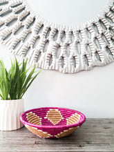 Load image into Gallery viewer, Pink, White and Beige African Handwoven Basket Hanging Wall Basket